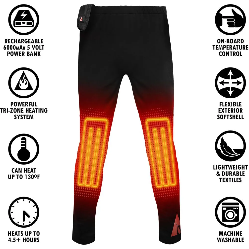 ActionHeat AH-BLP-5V-M-S 5V Heated Base Layer Pants for Men - Black - S