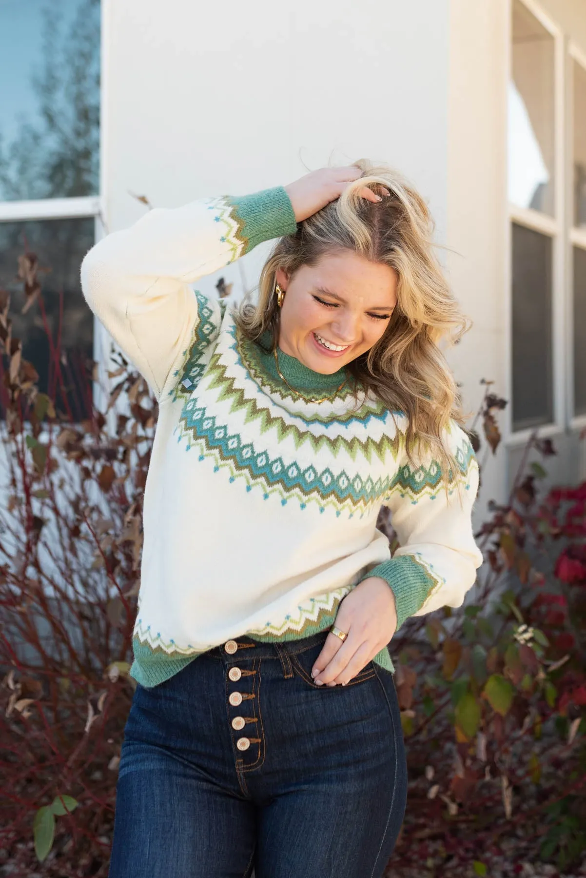 Avena Cream Pattern Sweater