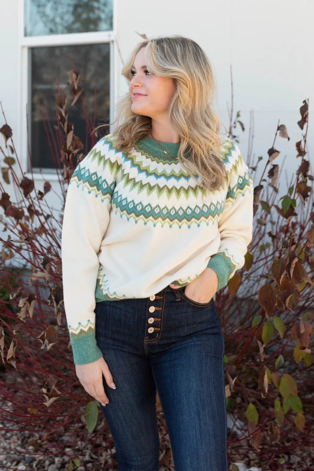 Avena Cream Pattern Sweater