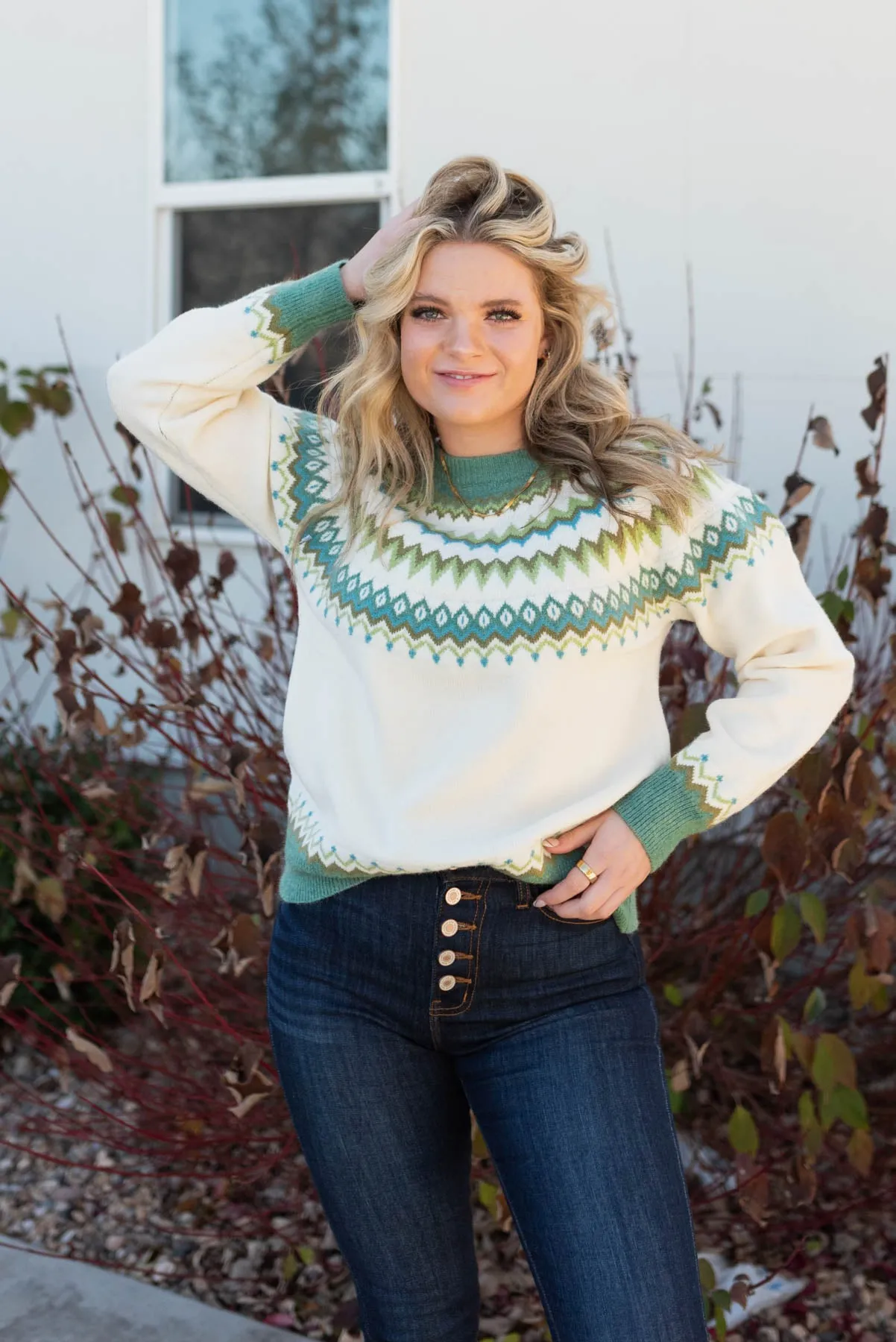 Avena Cream Pattern Sweater