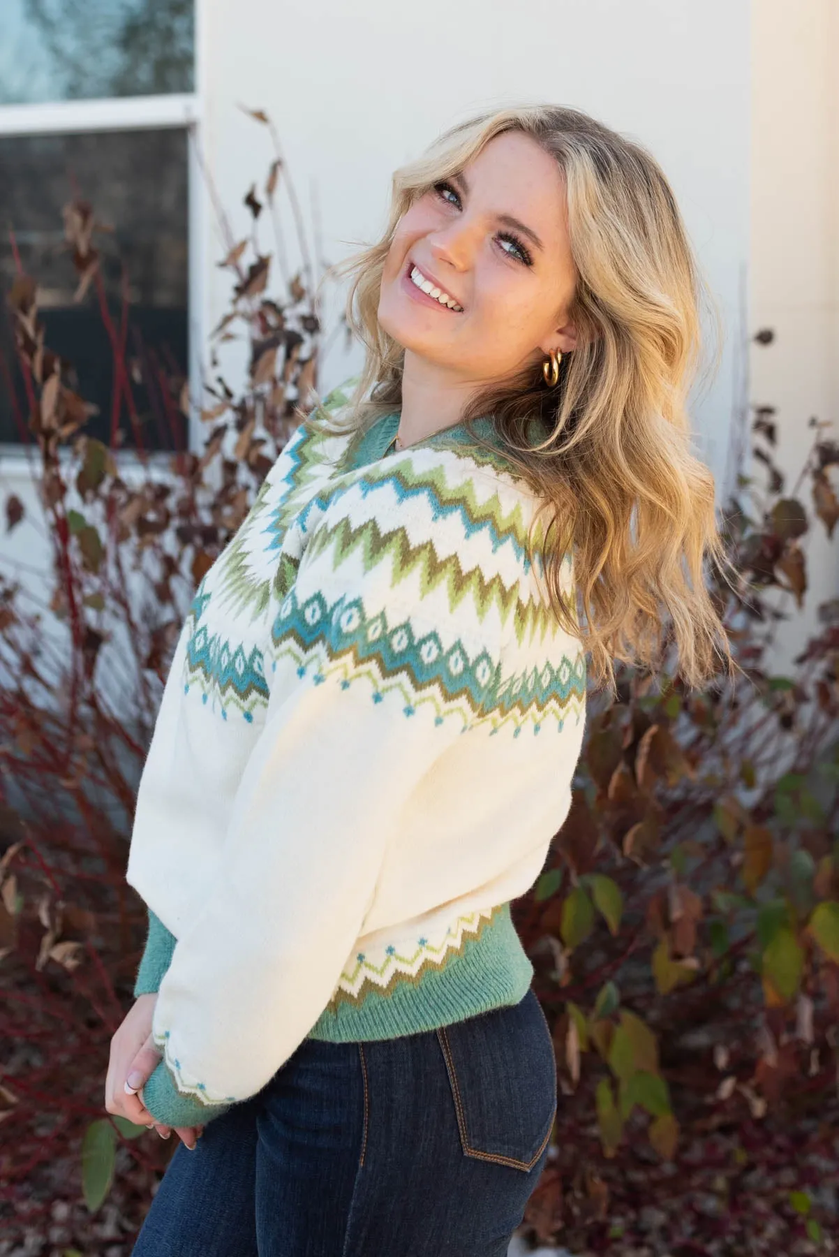 Avena Cream Pattern Sweater