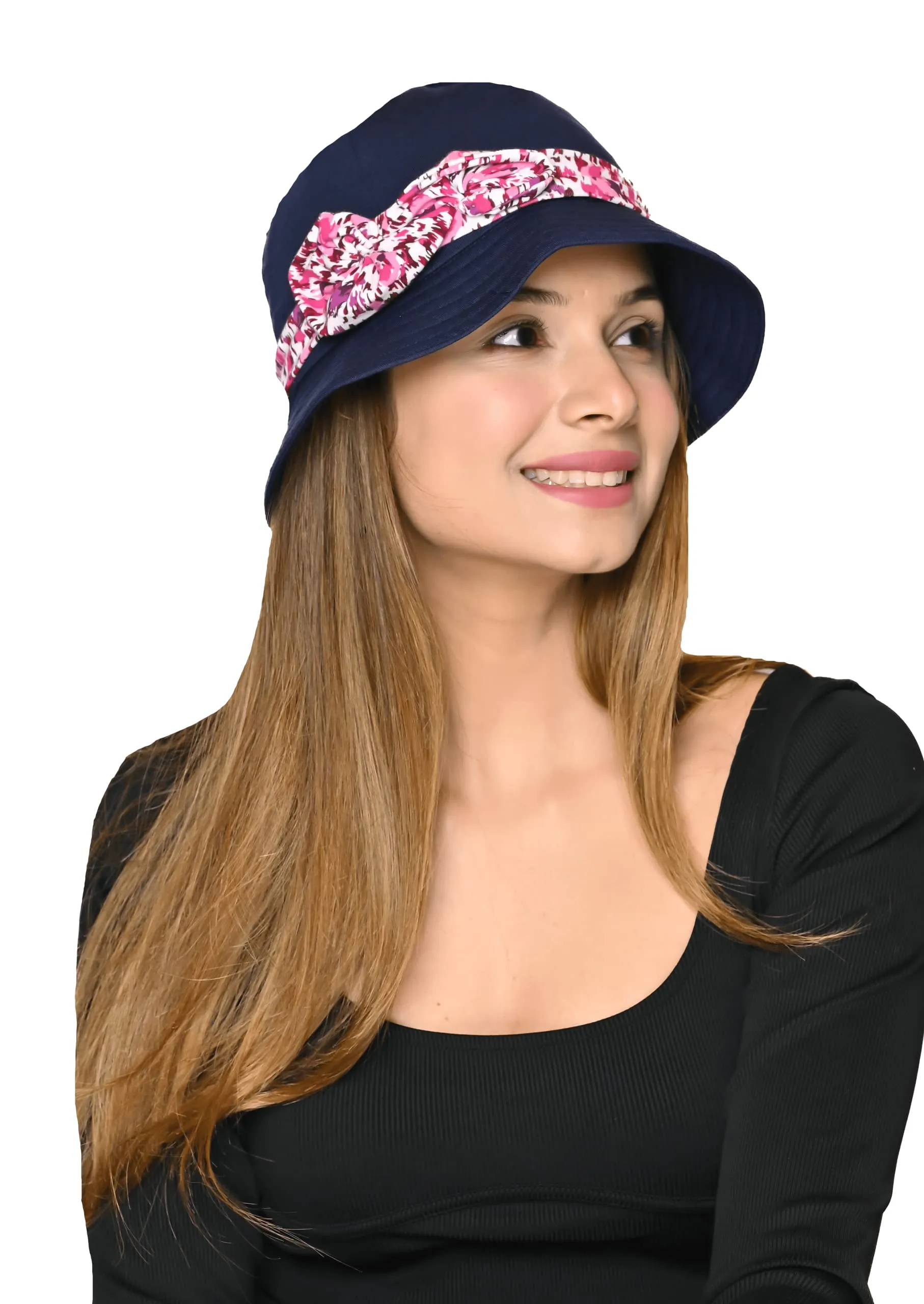 Bamboo Viscose Nadora Bucket Hat  with 1 Printed Headbands for Women