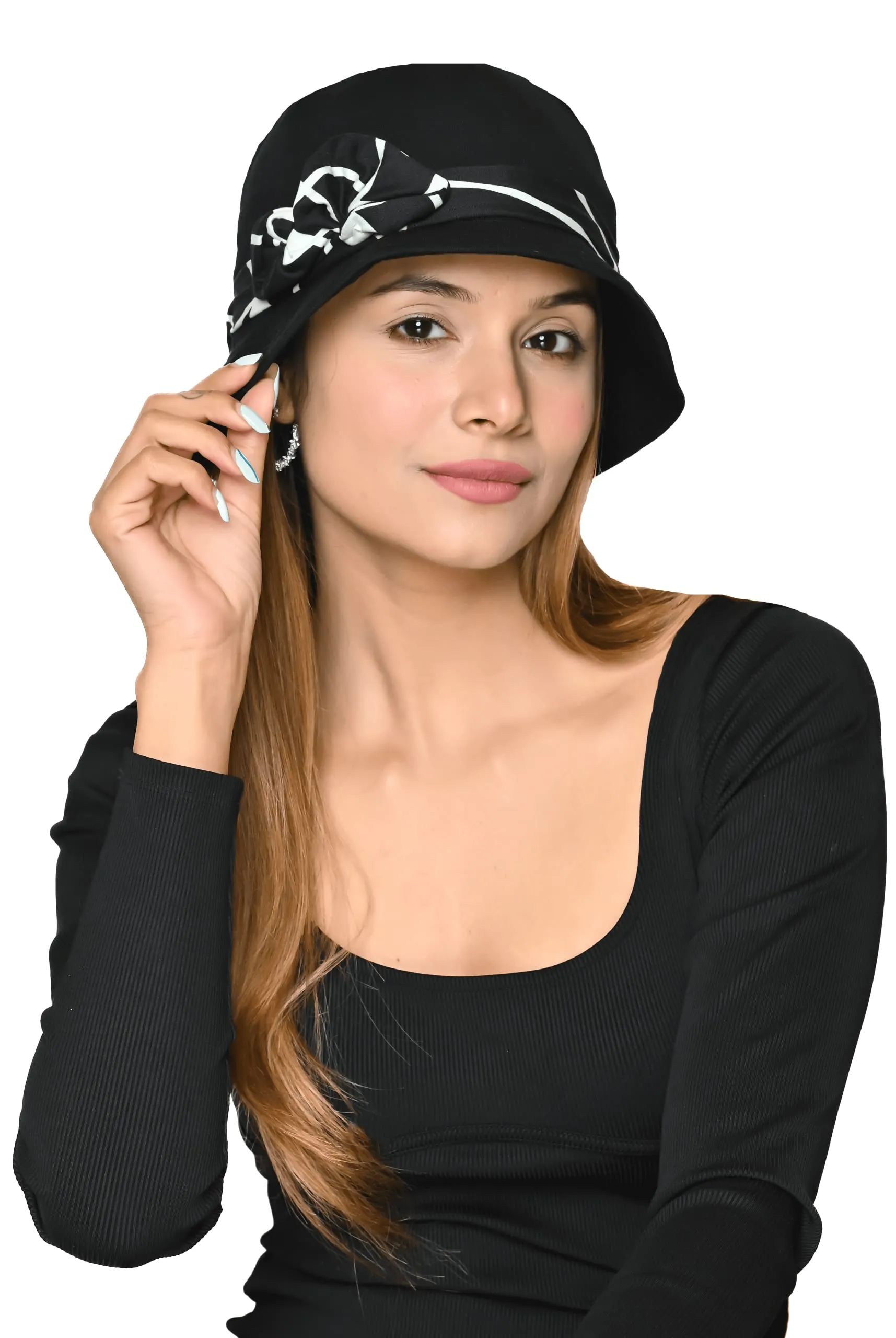 Bamboo Viscose Nadora Bucket Hat  with 1 Printed Headbands for Women