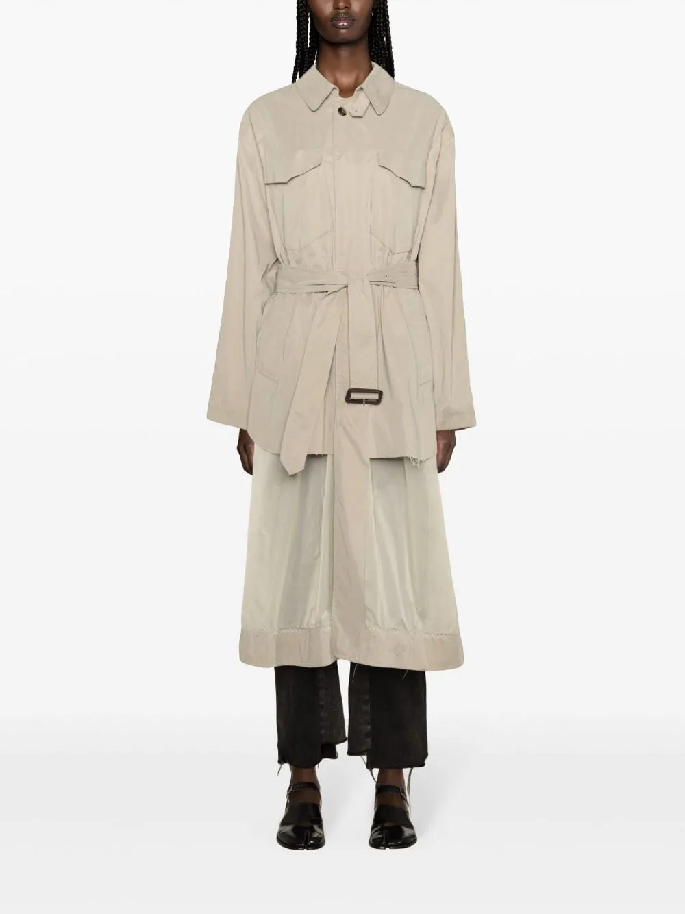 Belted panelled trench coat<BR/><BR/>