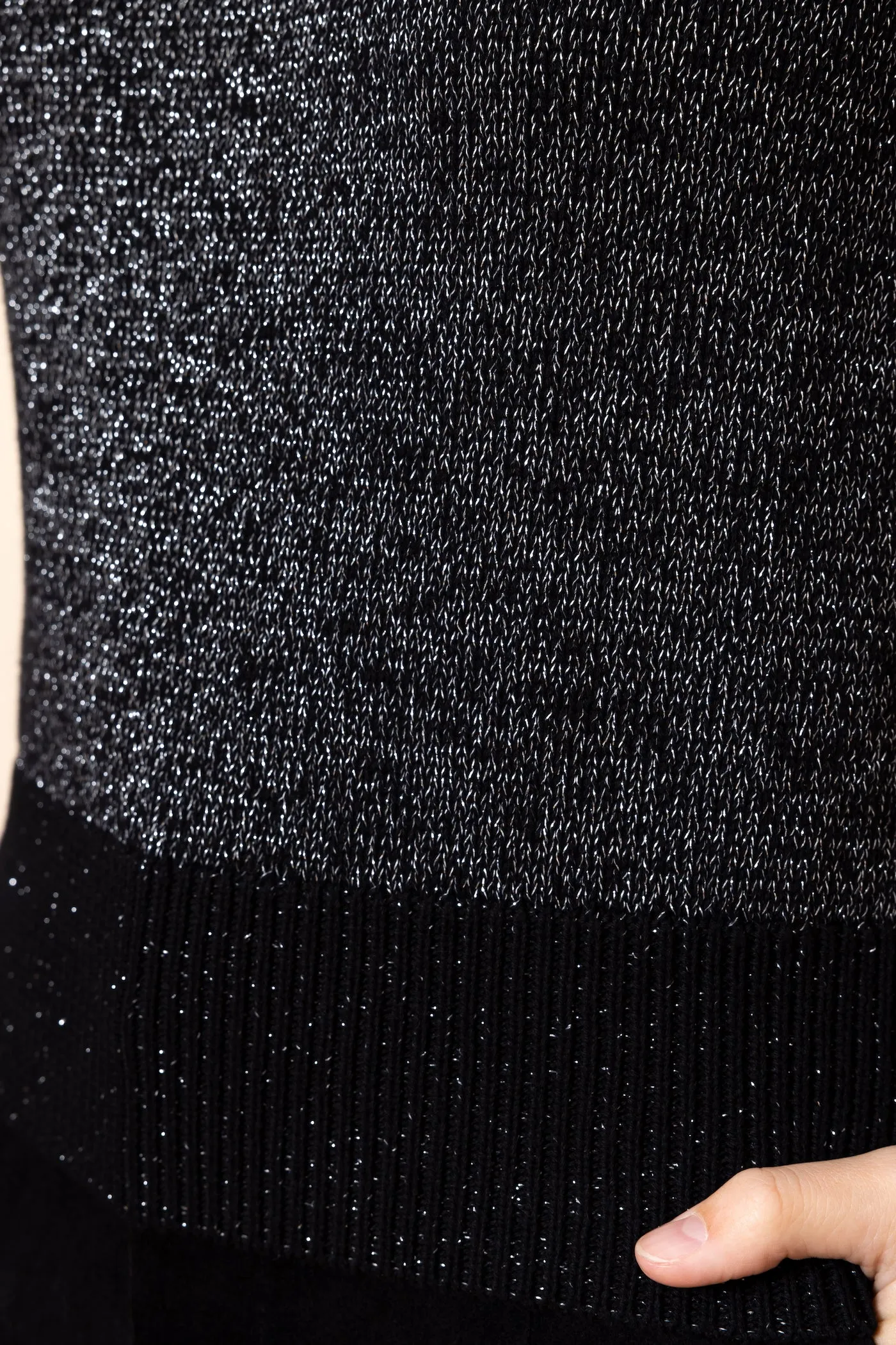 BLACK with SILVER LUREX Elbow Sleeve Knit Jumper