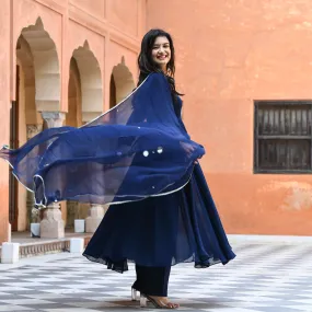 Bunaai Dark Blue Sequin Salwar Suit
