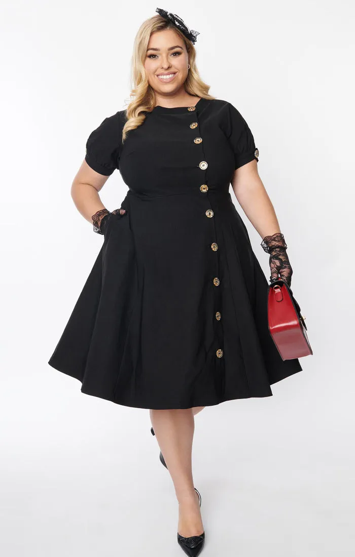 Button-Front Swing Dress by Unique Vintage