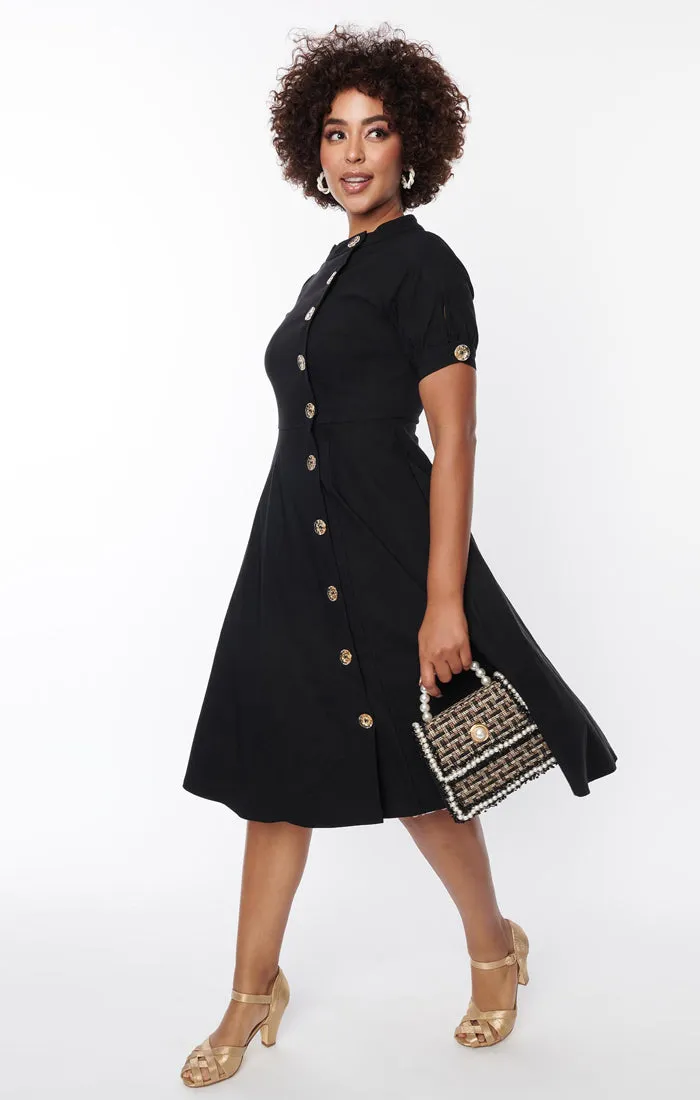 Button-Front Swing Dress by Unique Vintage