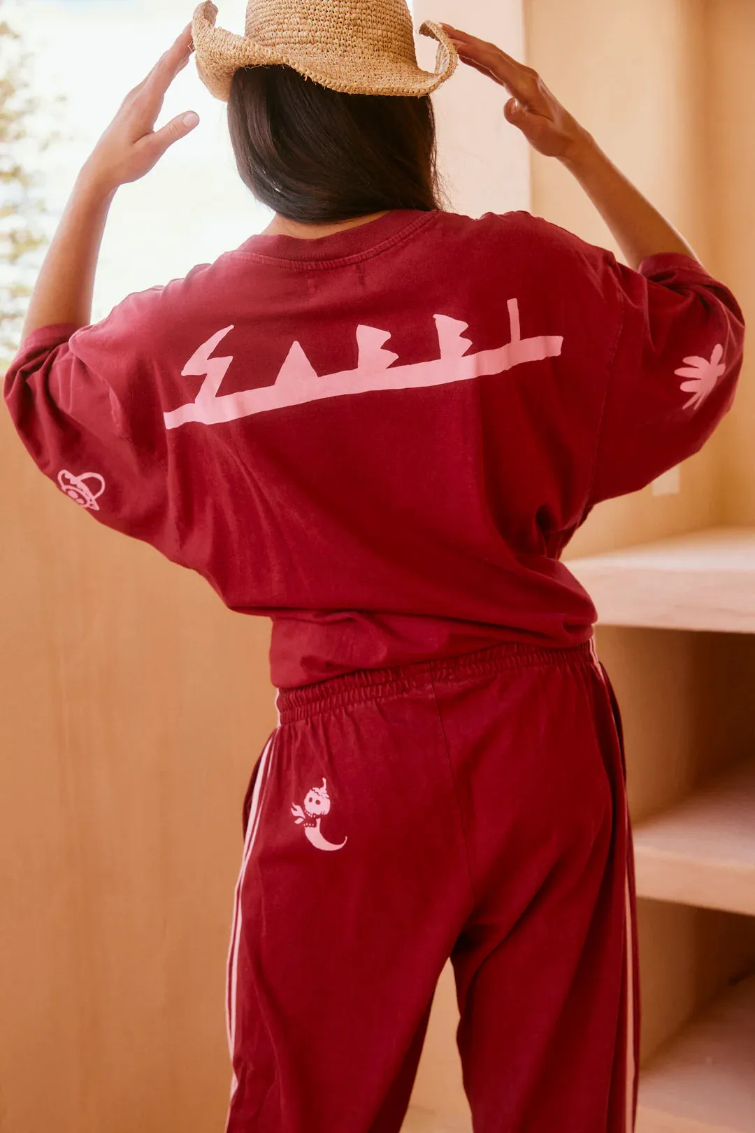 Chido Pants, Maroon/Pink