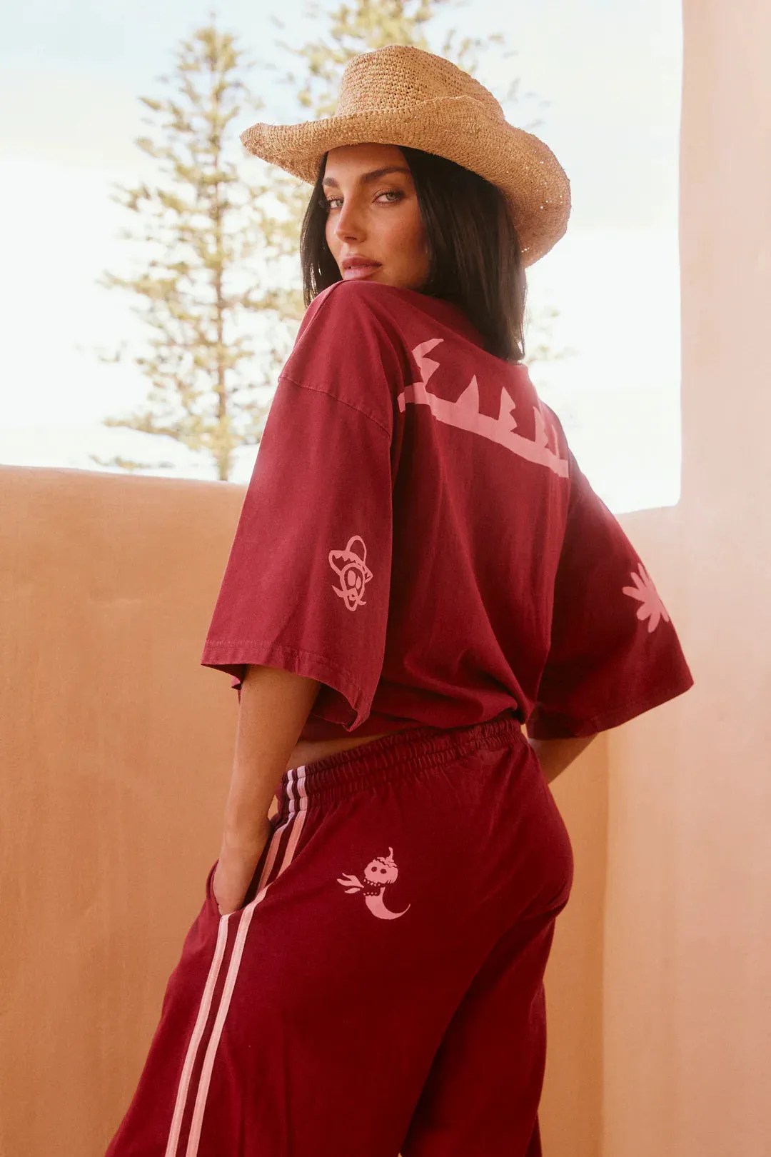 Chido Pants, Maroon/Pink