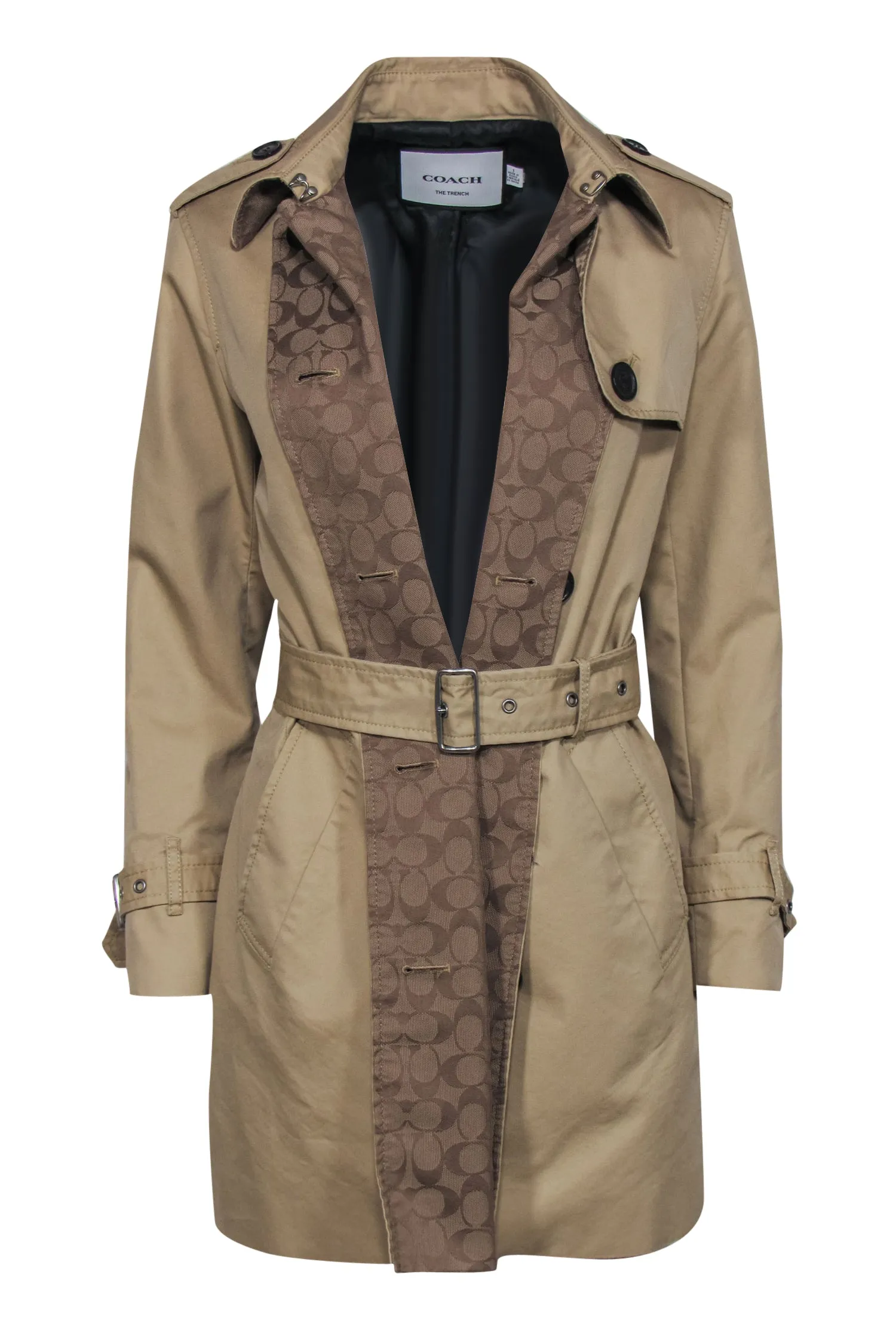 Coach - Tan Cotton Blend "The Trench" Double Breasted Coat Sz S