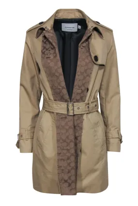 Coach - Tan Cotton Blend "The Trench" Double Breasted Coat Sz S