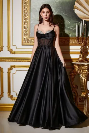 CORSET SATIN A-LINE GOWN WITH BUST EMBELLISHMENT CDCD276
