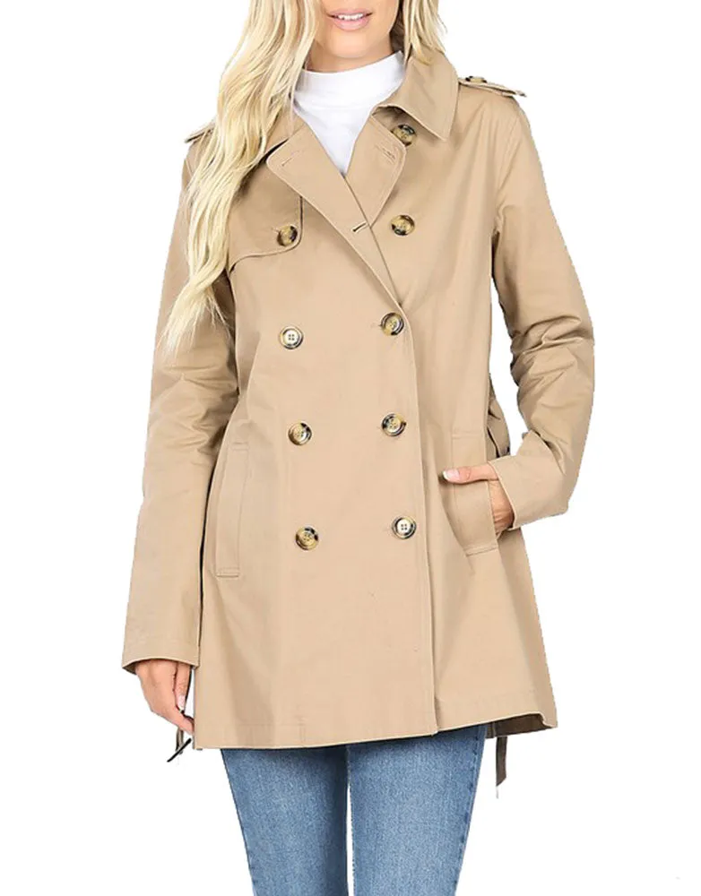 Cotton Hooded Twill Trench Coat with Belt
