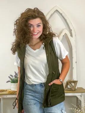 Drawstring Waist Hoodie Vest