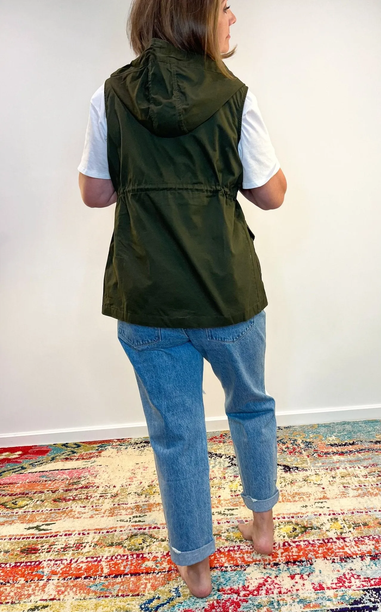 Drawstring Waist Hoodie Vest