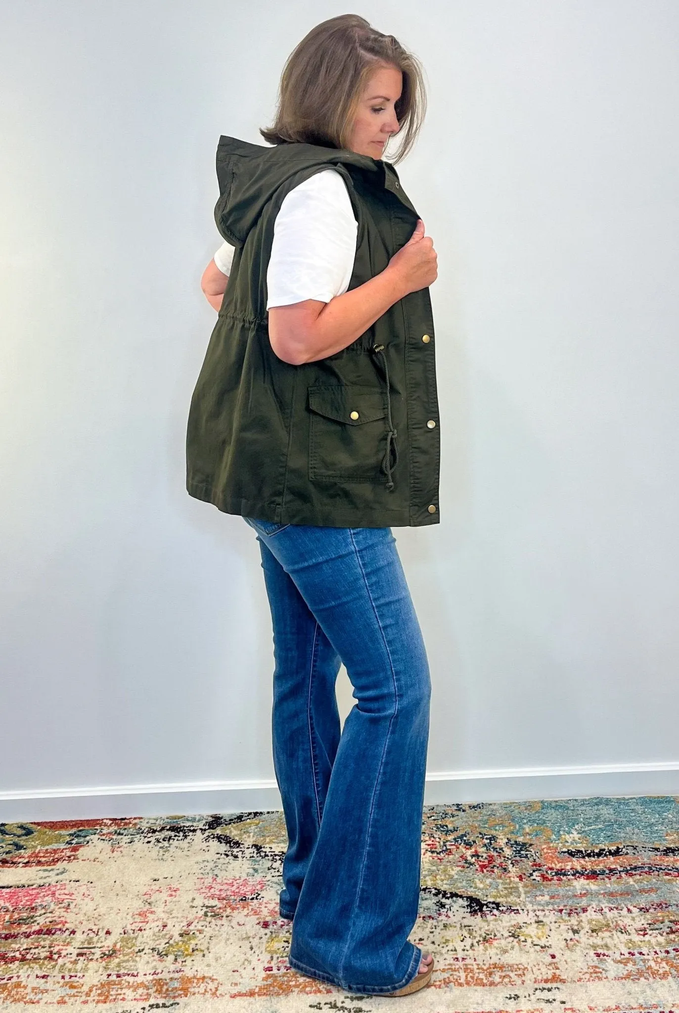 Drawstring Waist Hoodie Vest