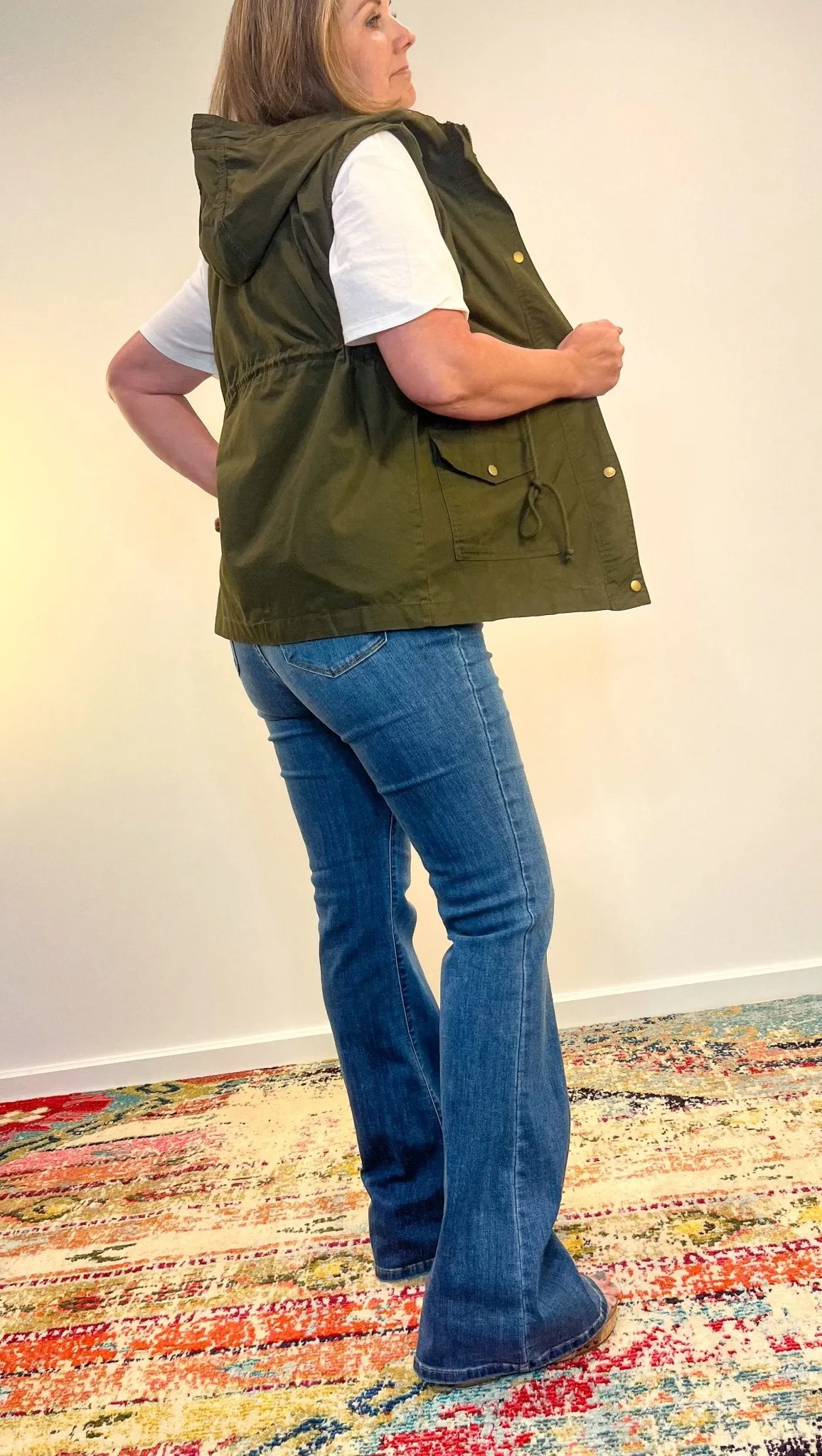 Drawstring Waist Hoodie Vest