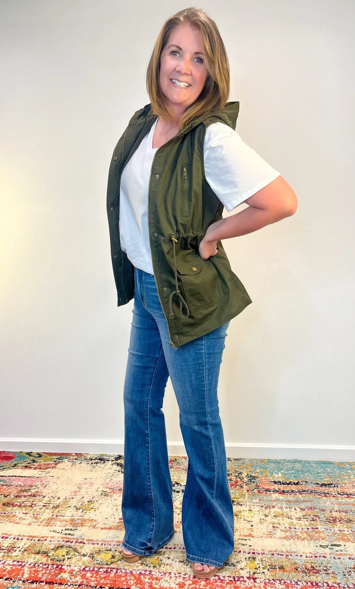 Drawstring Waist Hoodie Vest