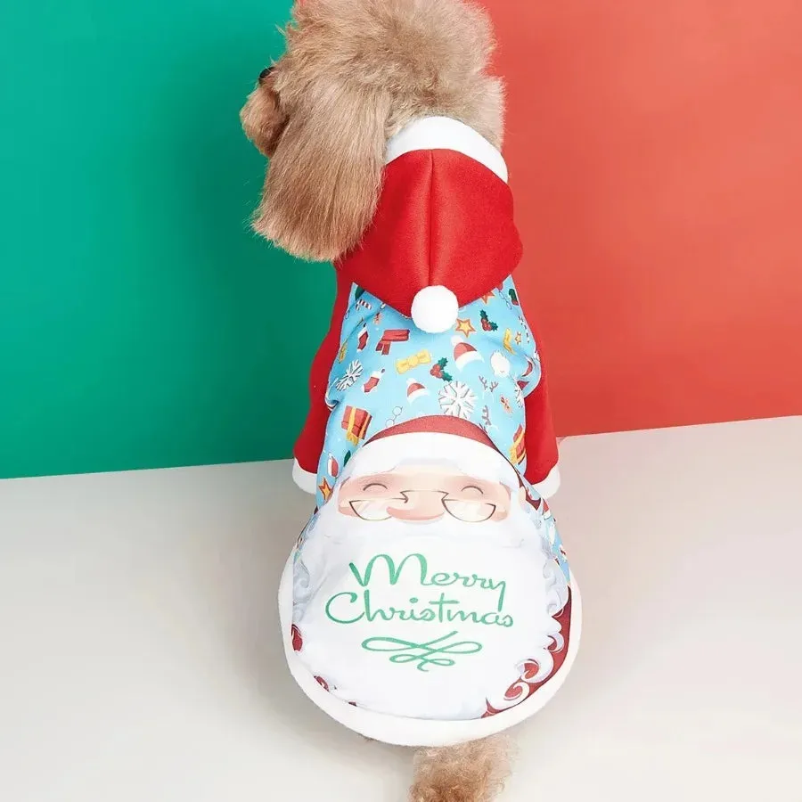 Dress Your Furry Friend in Holiday Cheer: Christmas Pets Dog Clothes - Santa Claus Plush Fleece Hoodies Sweater Coat for Puppy Teddy and Small Dogs, the Perfect Gift for the Season!