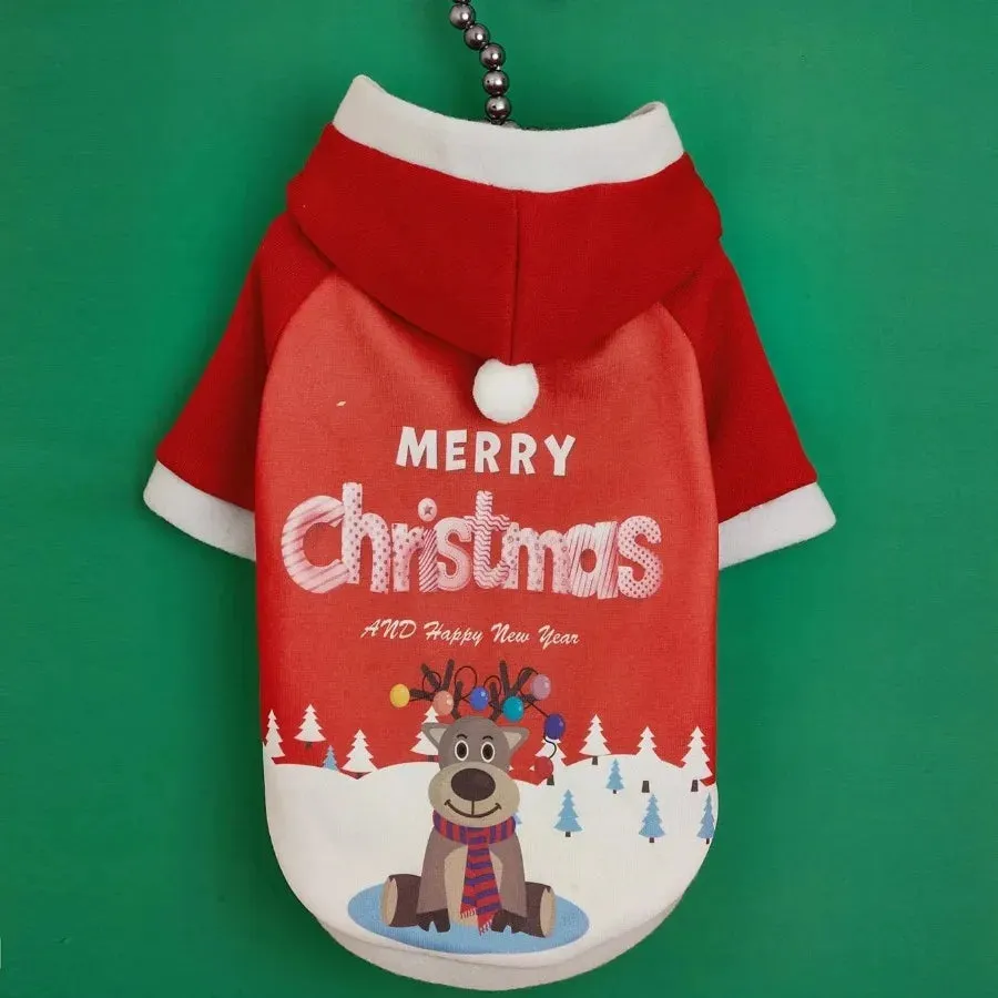 Dress Your Furry Friend in Holiday Cheer: Christmas Pets Dog Clothes - Santa Claus Plush Fleece Hoodies Sweater Coat for Puppy Teddy and Small Dogs, the Perfect Gift for the Season!
