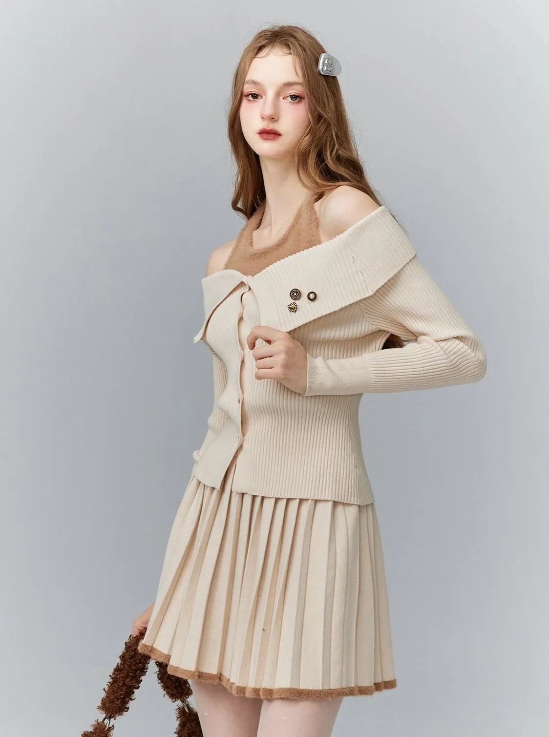 Fantasy Milk knitted three-piece skirt set