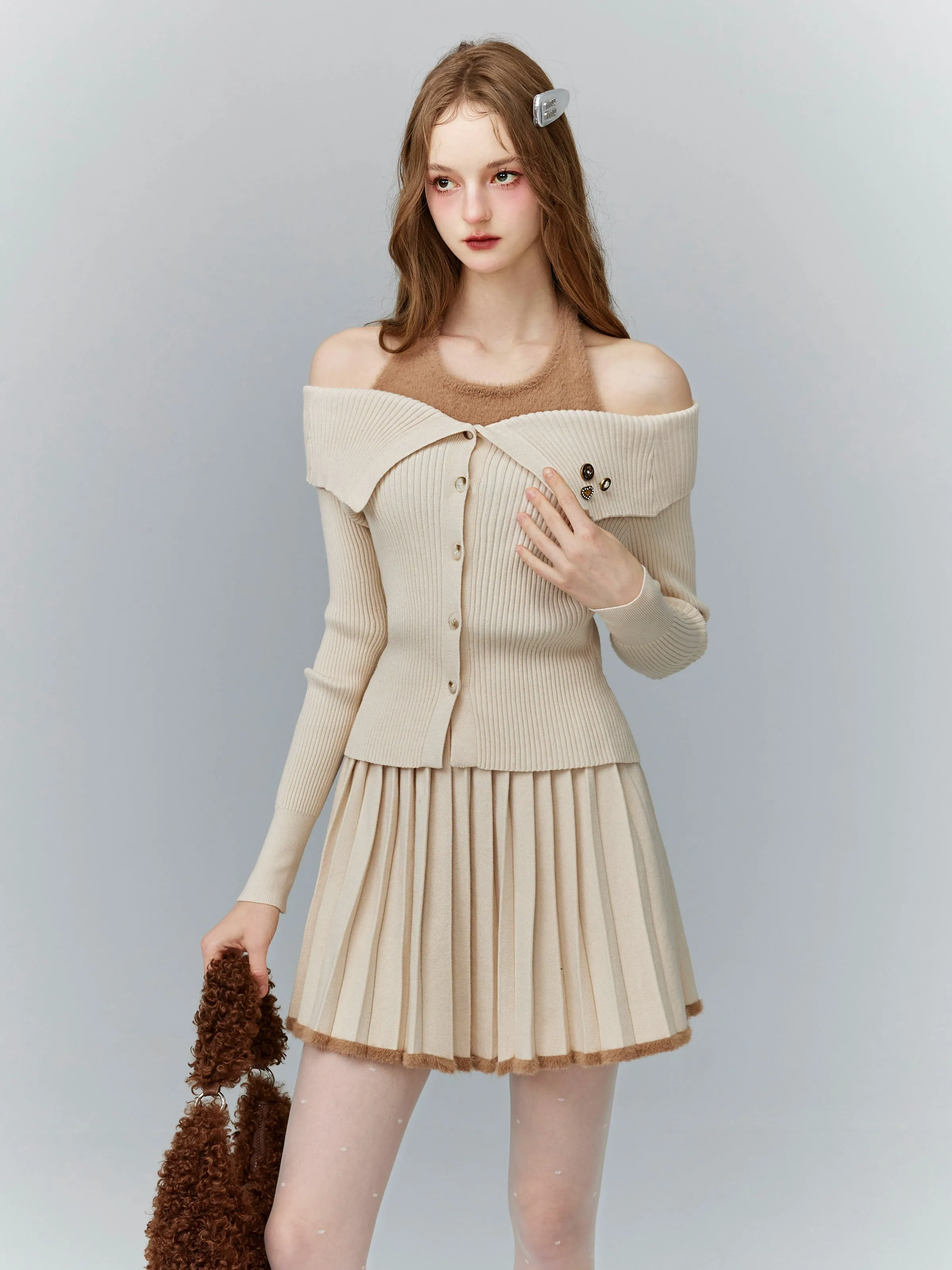 Fantasy Milk knitted three-piece skirt set