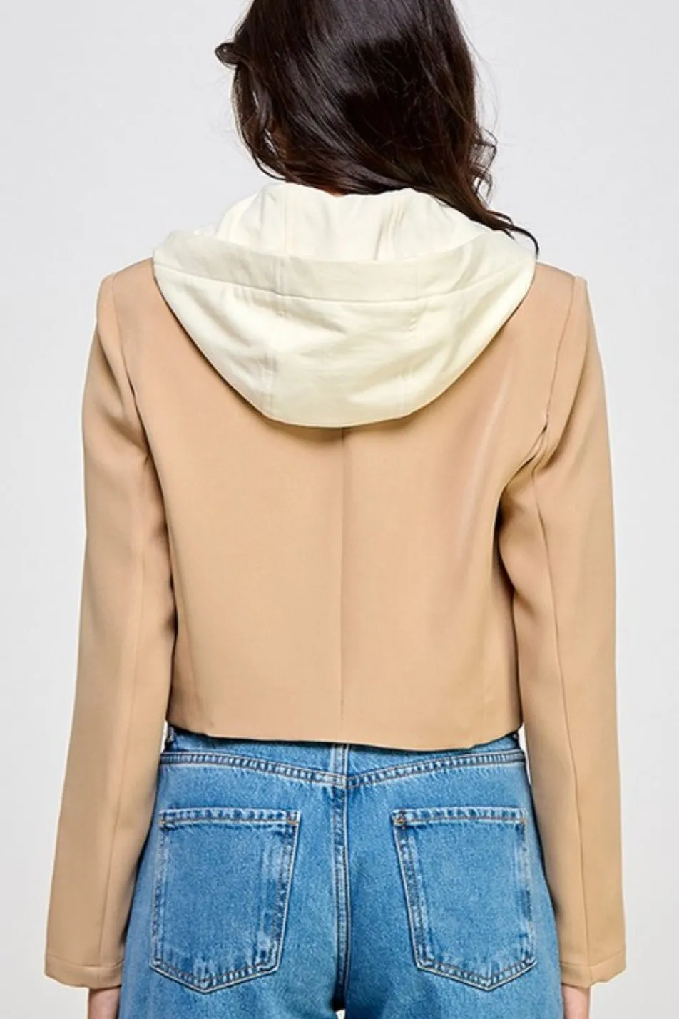 First Class Cropped Hoodie Blazer