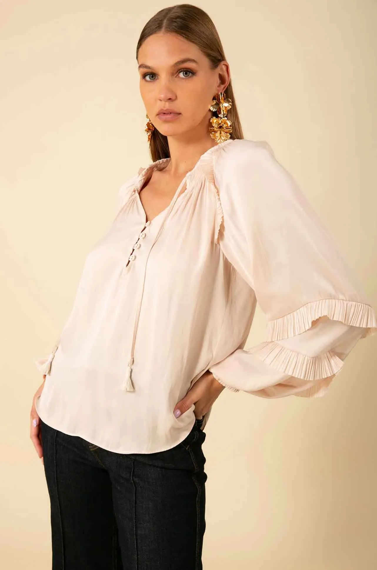 Hale Bob - Demi Long Sleeve Top in Champagne
