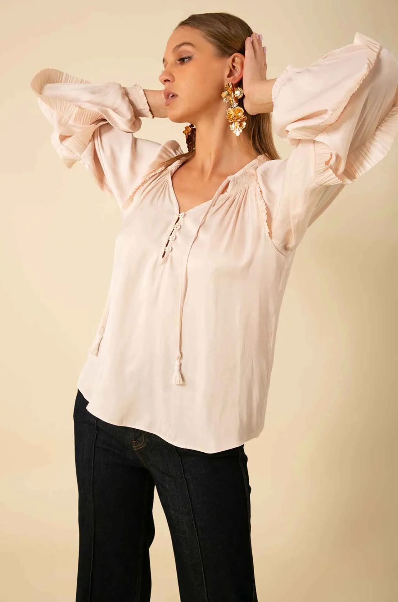 Hale Bob - Demi Long Sleeve Top in Champagne