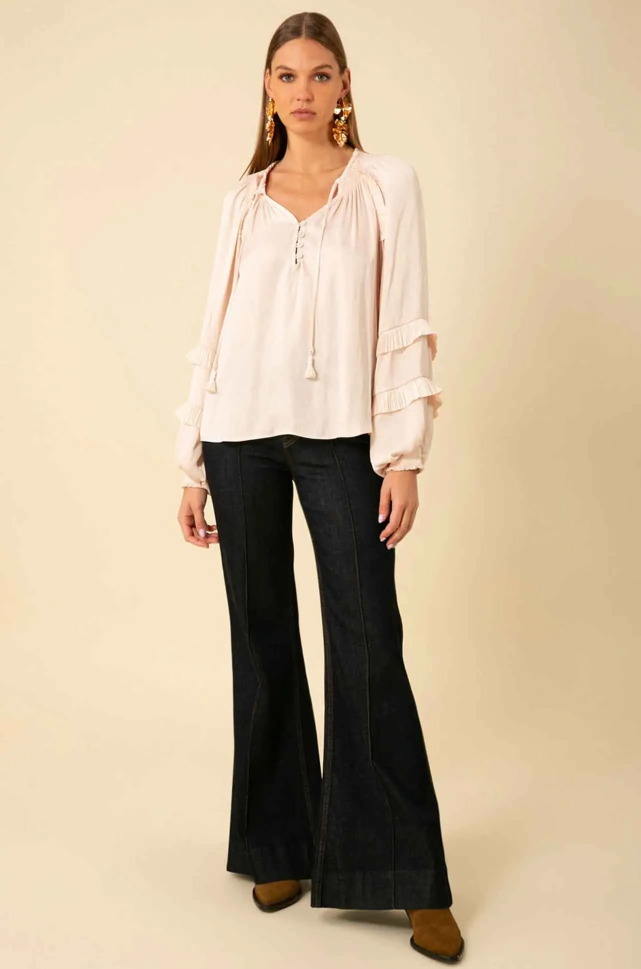 Hale Bob - Demi Long Sleeve Top in Champagne
