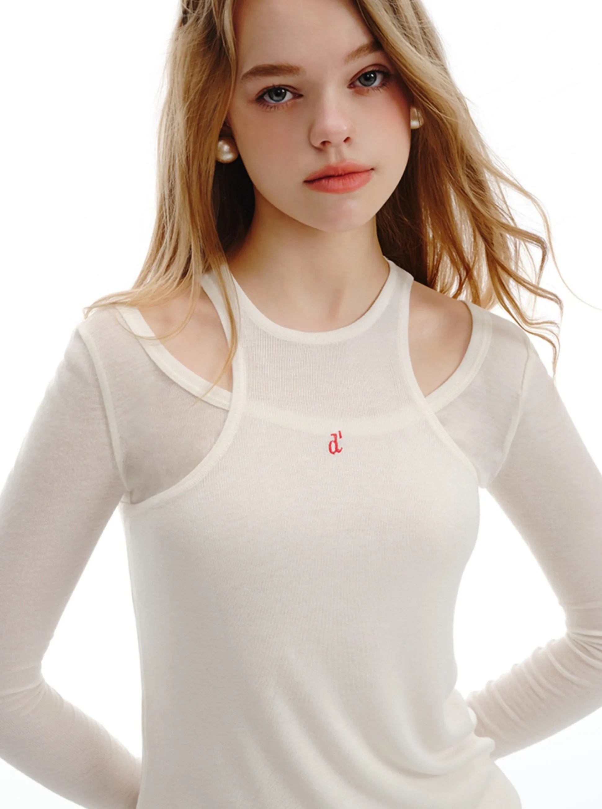 Ice Tencel Knitted Vest with Pleated Skirt Set-Up