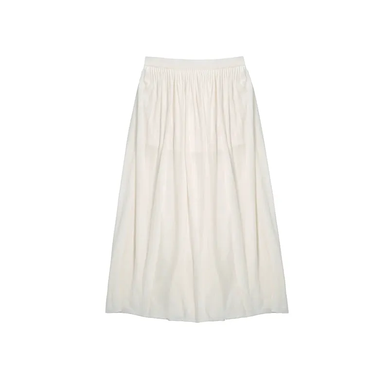 Ice Tencel Knitted Vest with Pleated Skirt Set-Up