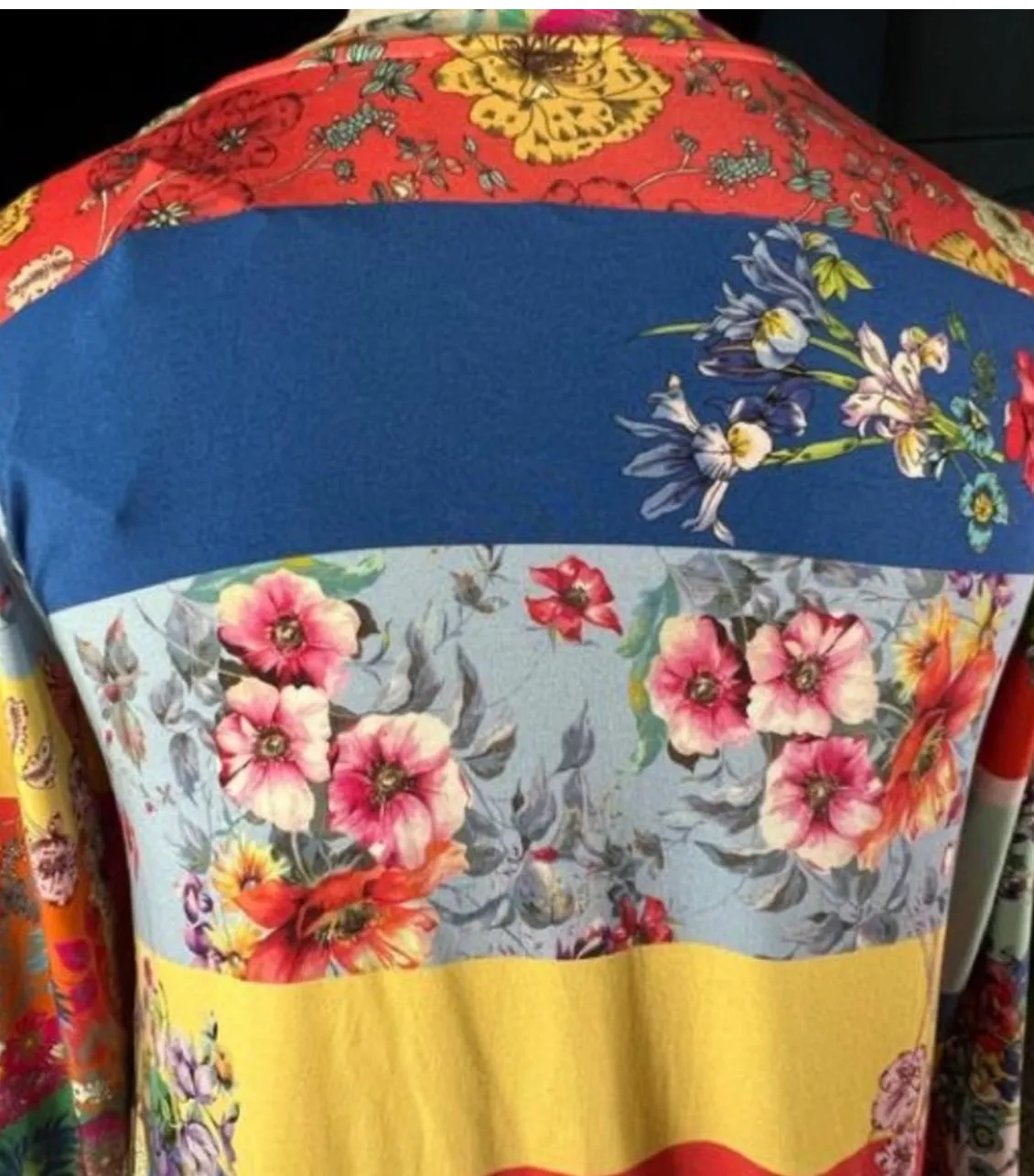 Johnny Was Marcel Favorite 3/4 Sleeve Crew Neck Swing Tee Floral Roses X Small