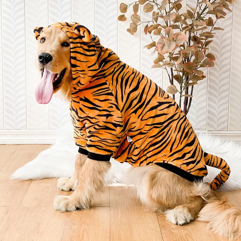 Large Dog Clothes: Funny Dinosaur Tiger Winter Fleece Clothing for Medium and Large Dogs | Winter Warm Pet Items | Autumn Winter Pet Apparel | Cozy Dog Sweater