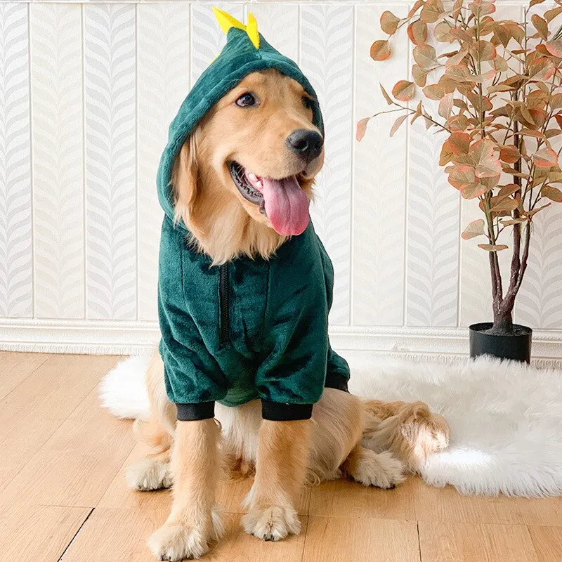 Large Dog Clothes: Funny Dinosaur Tiger Winter Fleece Clothing for Medium and Large Dogs | Winter Warm Pet Items | Autumn Winter Pet Apparel | Cozy Dog Sweater