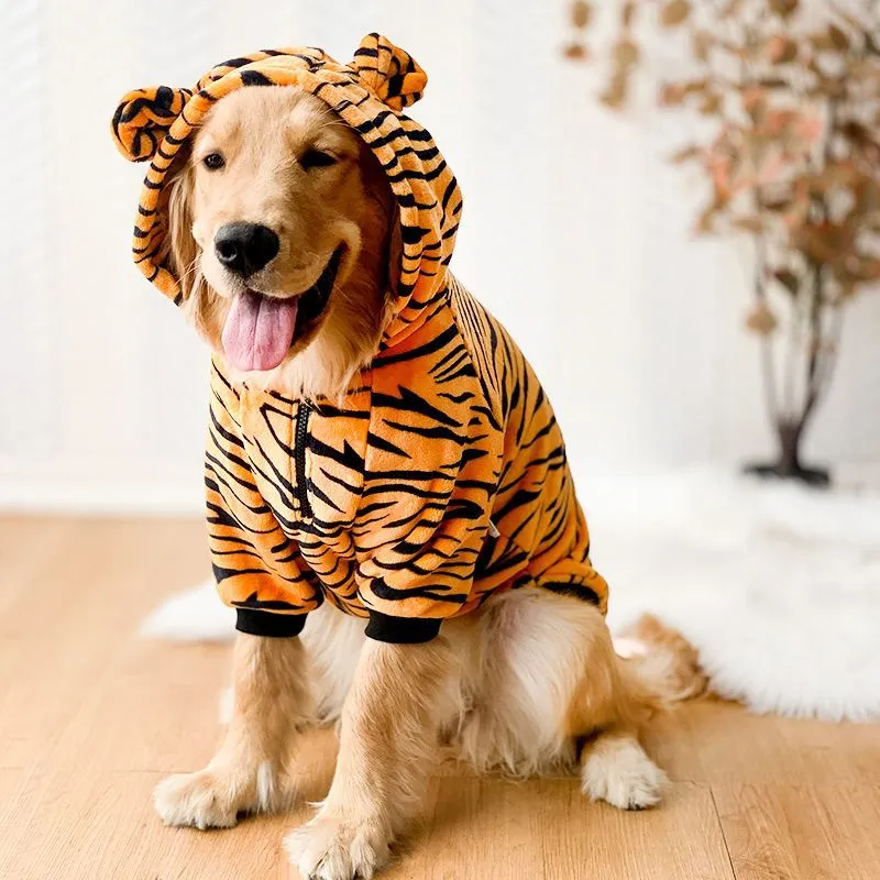 Large Dog Clothes: Funny Dinosaur Tiger Winter Fleece Clothing for Medium and Large Dogs | Winter Warm Pet Items | Autumn Winter Pet Apparel | Cozy Dog Sweater