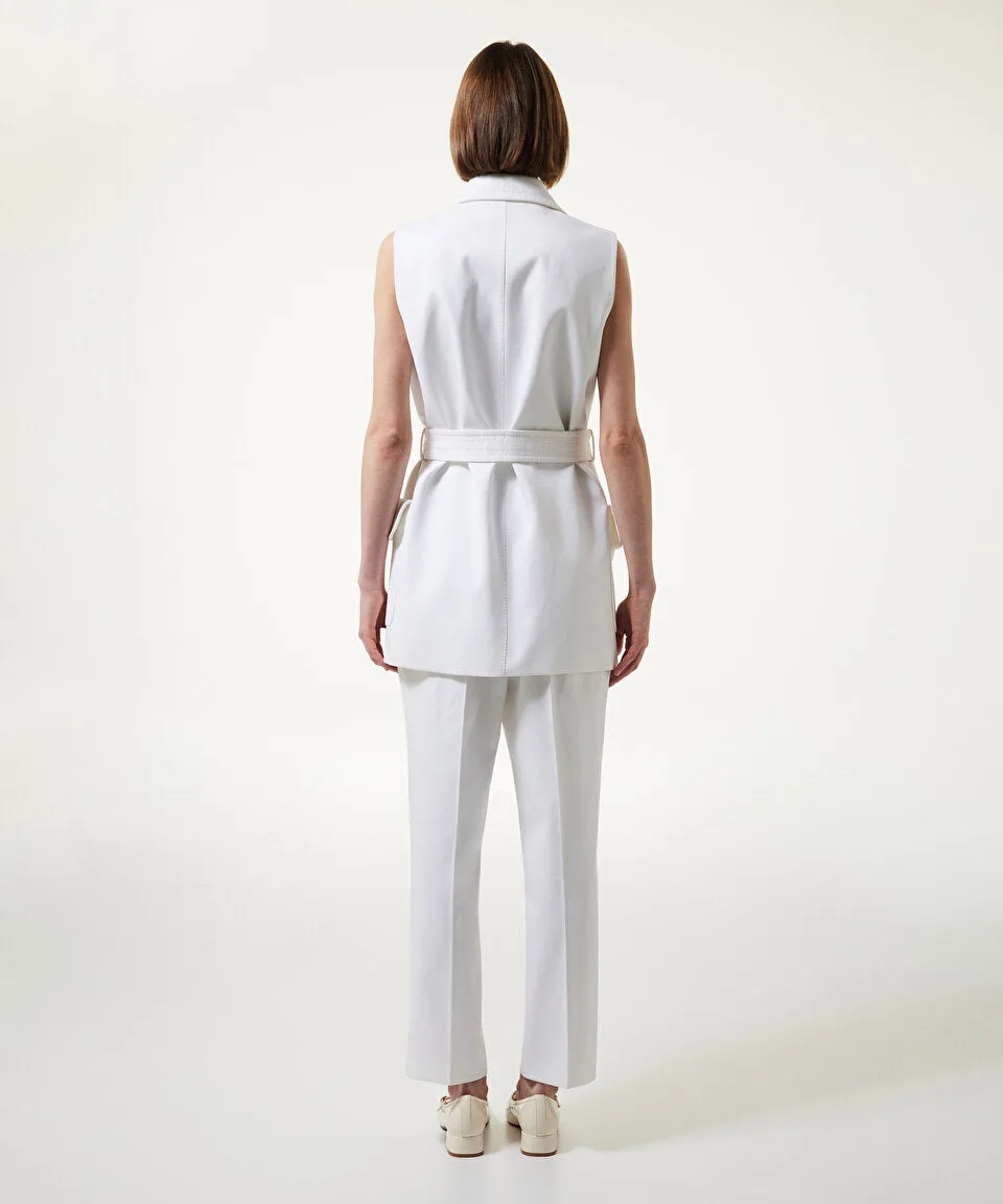 Machka Double-Breasted Vest With Large Pockets White