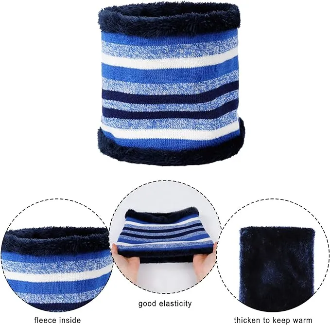 MaoXinTek Kids Winter Beanie Hat Warm Knitted Cap Scarf Gloves Set with Double Layer Fleece Lining for Boys Girls Aged 3-6