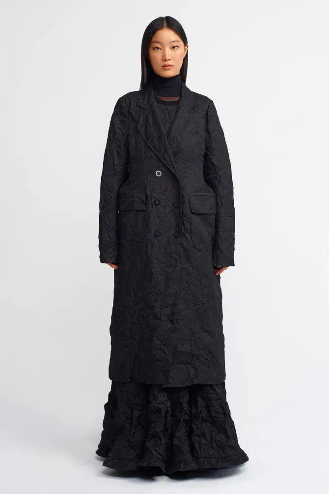 Nu Crease Midi Trench Coat Black