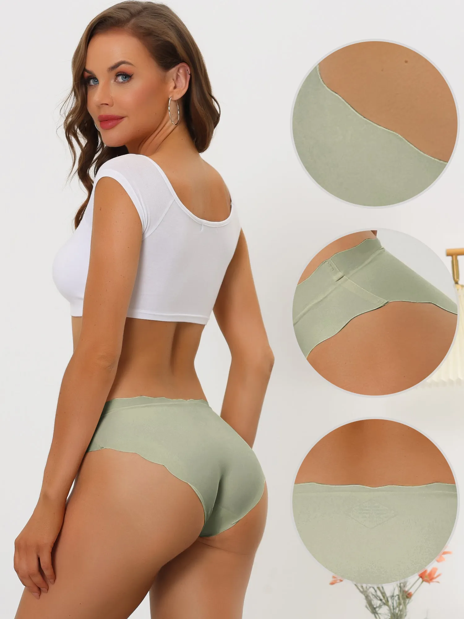 Panties for Women No Show Stretch Solid Underwear Invisible Brief