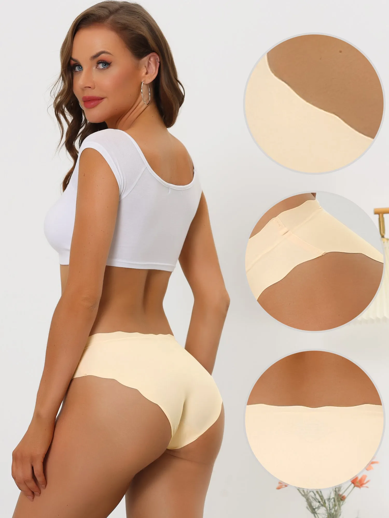 Panties for Women No Show Stretch Solid Underwear Invisible Brief