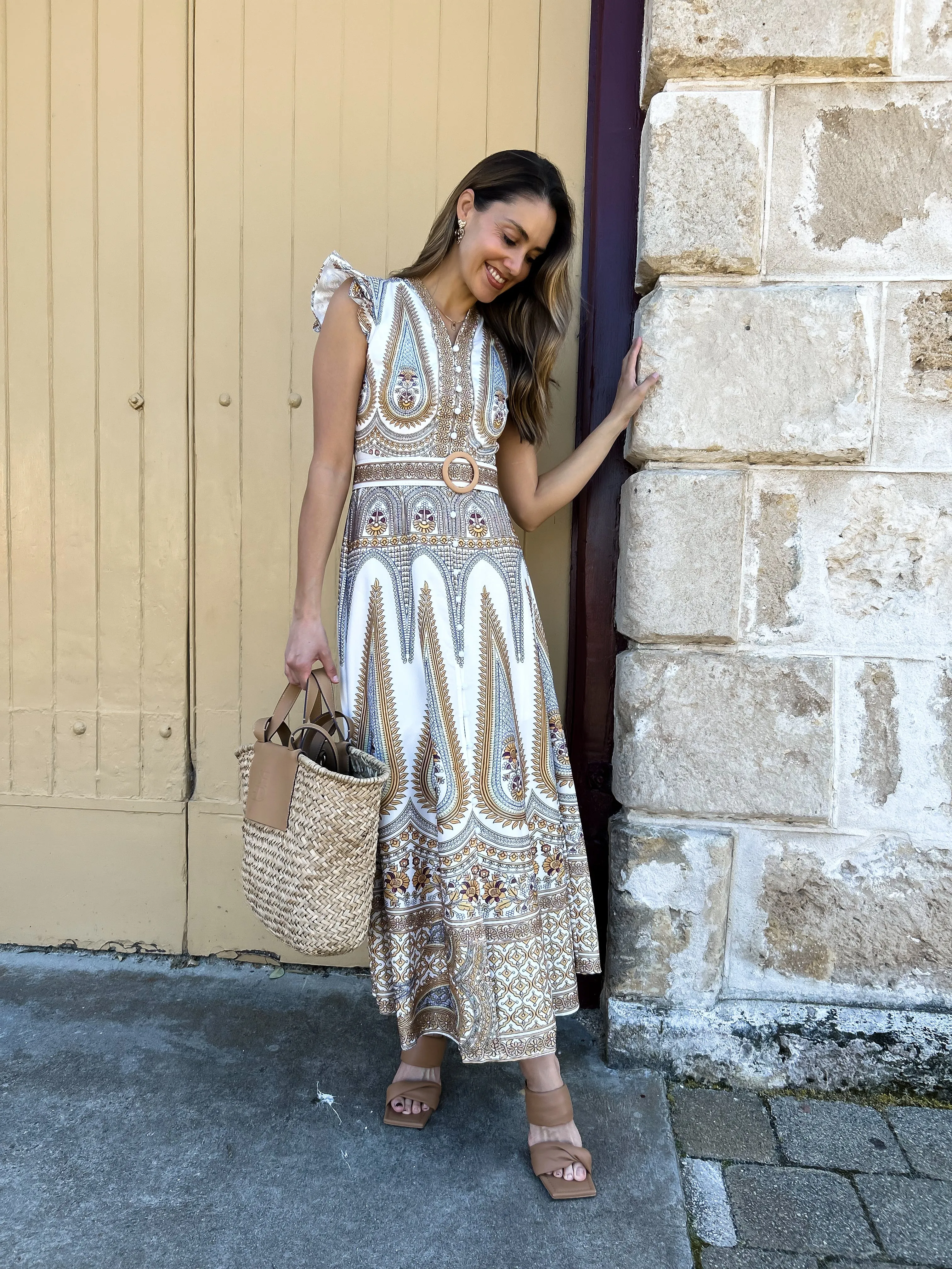 PEYTON Belted Midi Dress