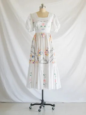 Re-design Upcycled Daisy Buttonhole Stitch Embroidery Maxi Dress
