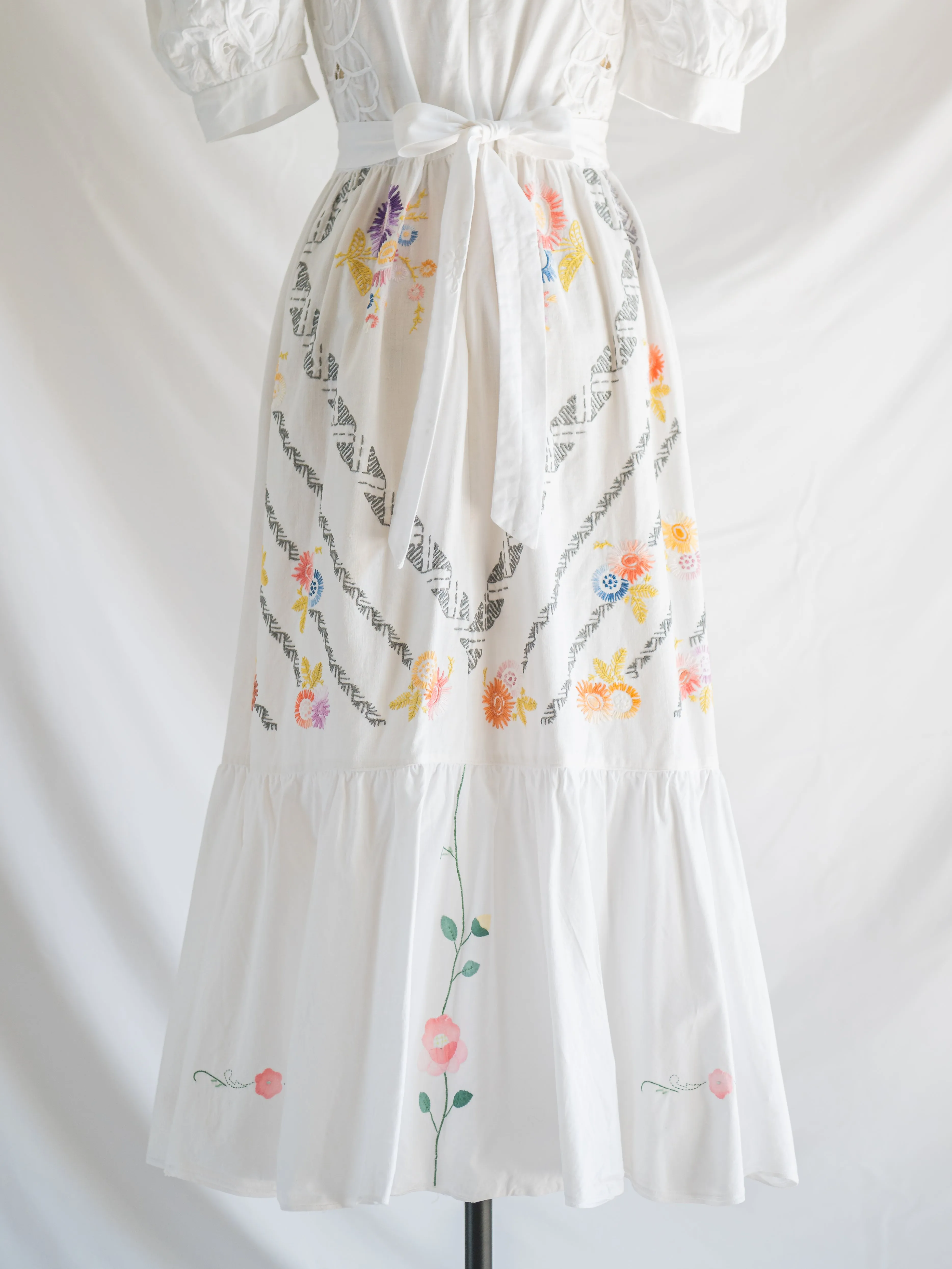 Re-design Upcycled Daisy Buttonhole Stitch Embroidery Maxi Dress