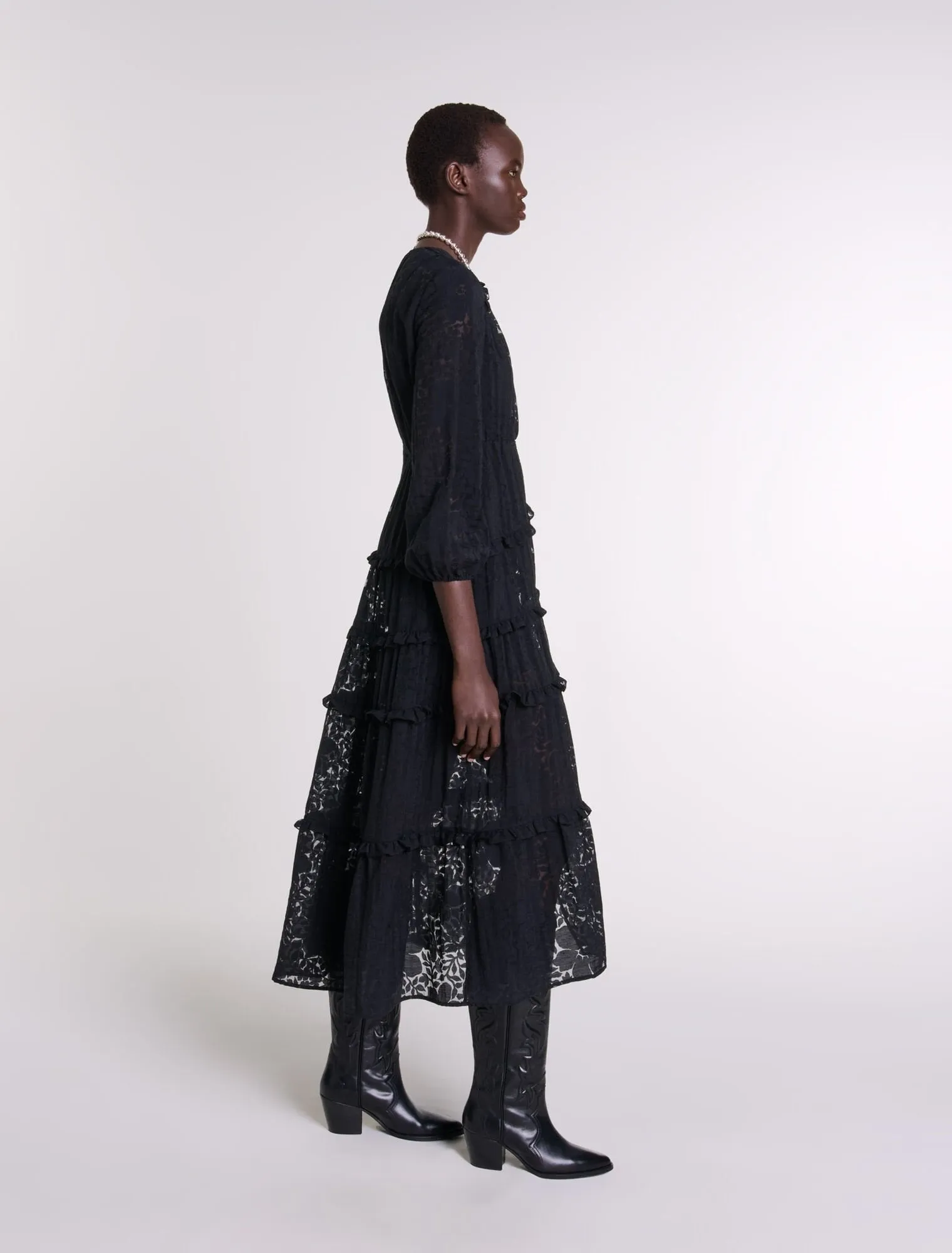 Ruffled Patterned Maxi Dress