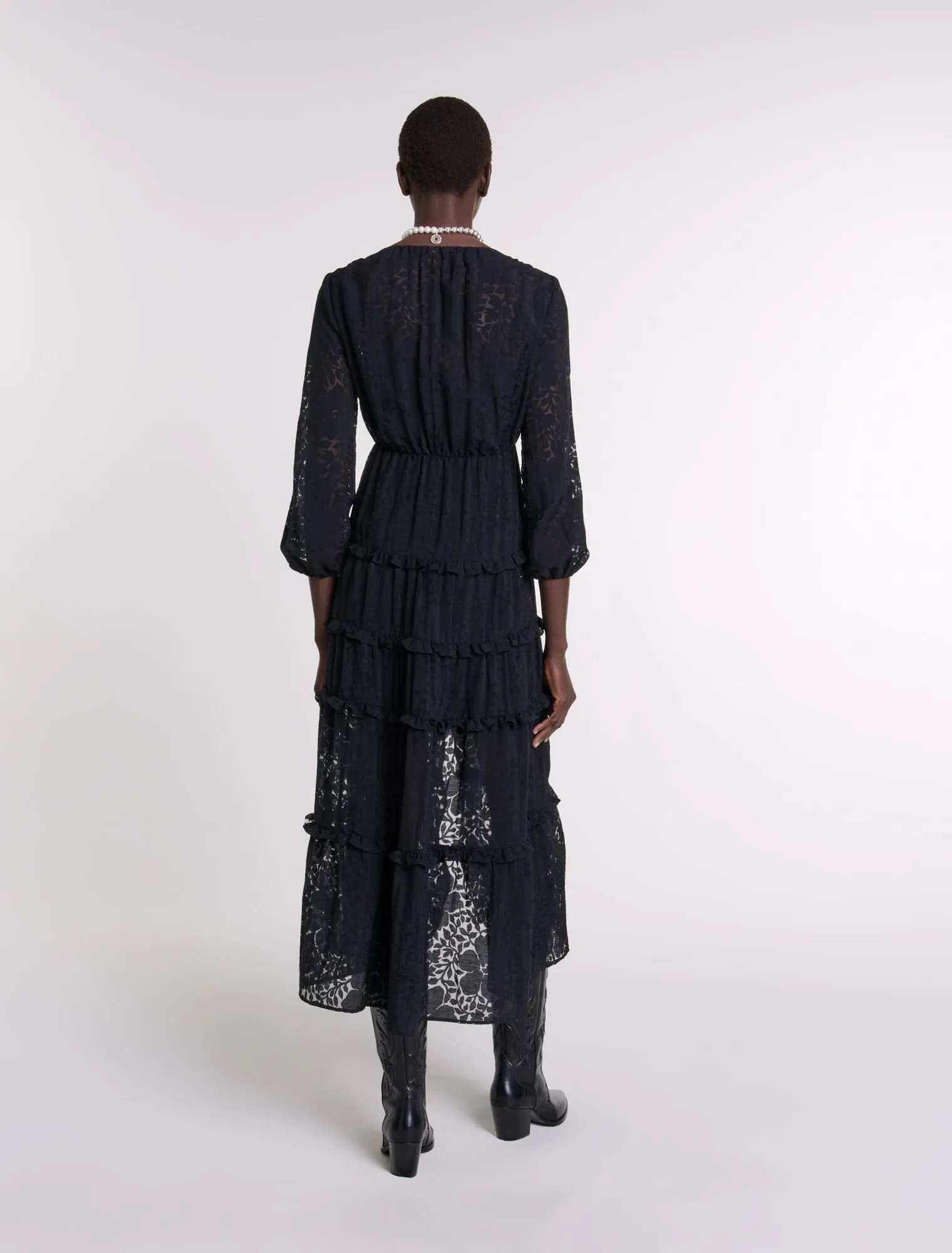 Ruffled Patterned Maxi Dress