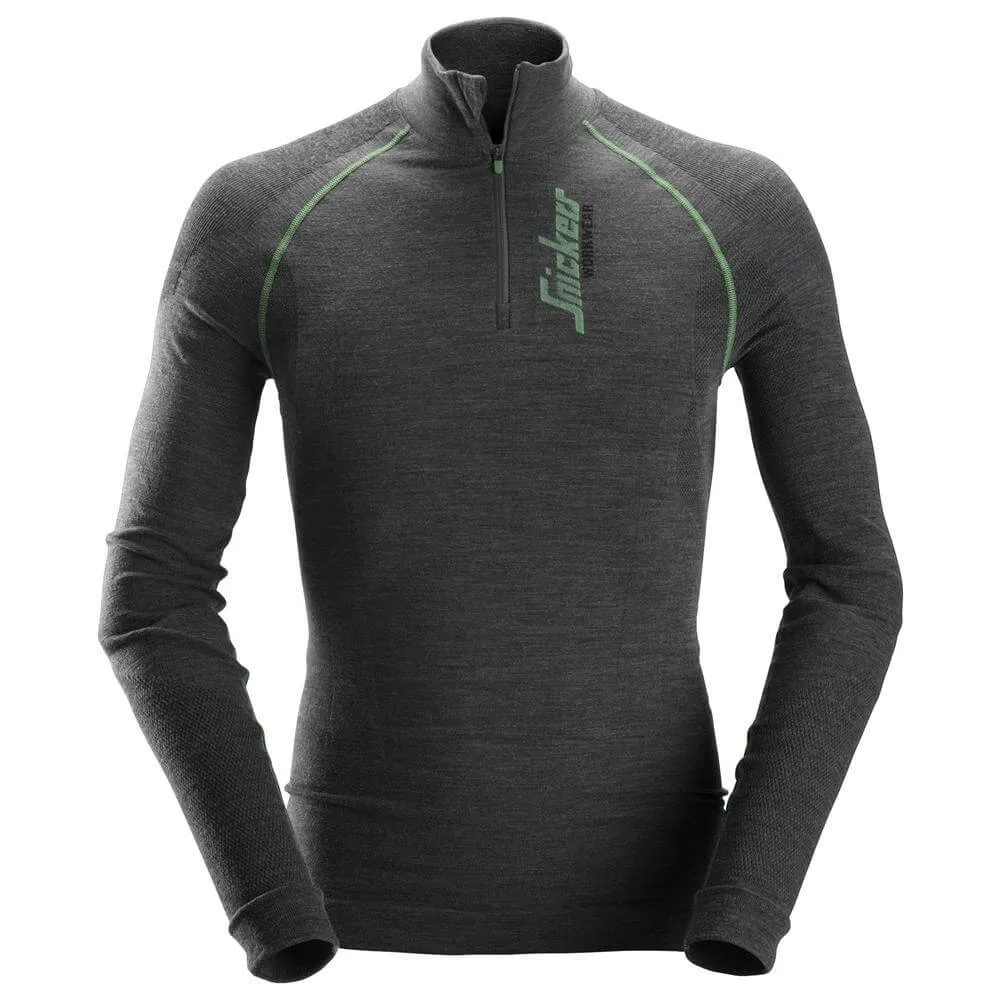 Snickers 9441 FlexiWork Seamless Wool Long Sleeve Half Zip Base-Layer Shirt