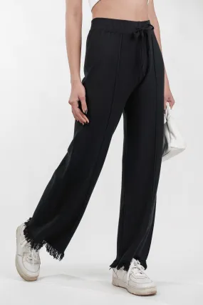 Sway Black Rib-Knit Trouser