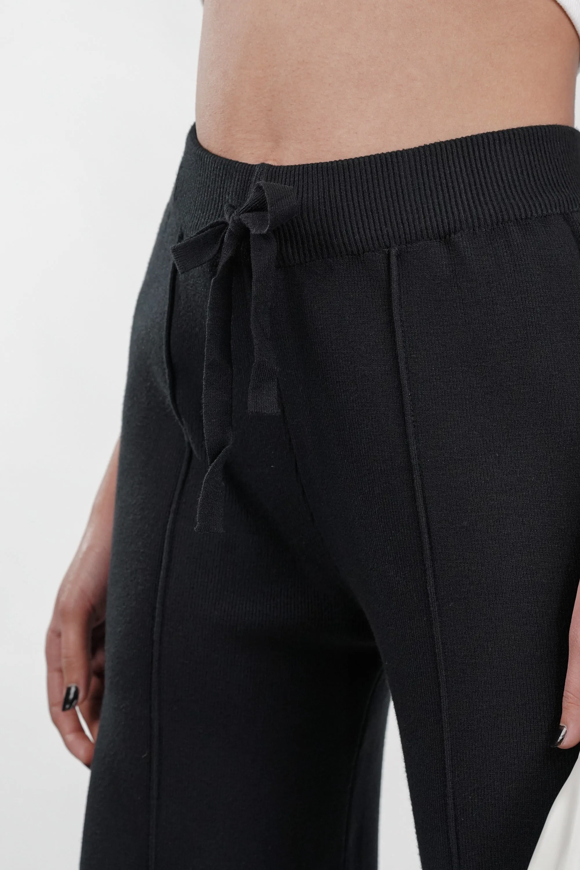 Sway Black Rib-Knit Trouser